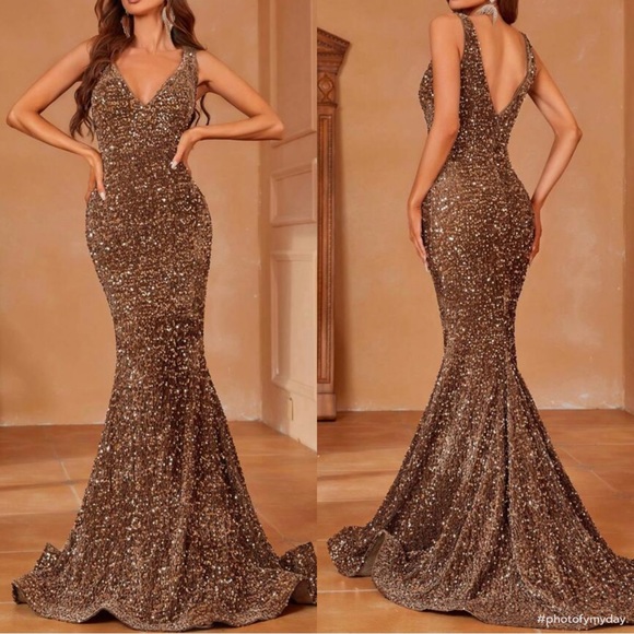 Elegant Sequin Mermaid Dress Party Gown